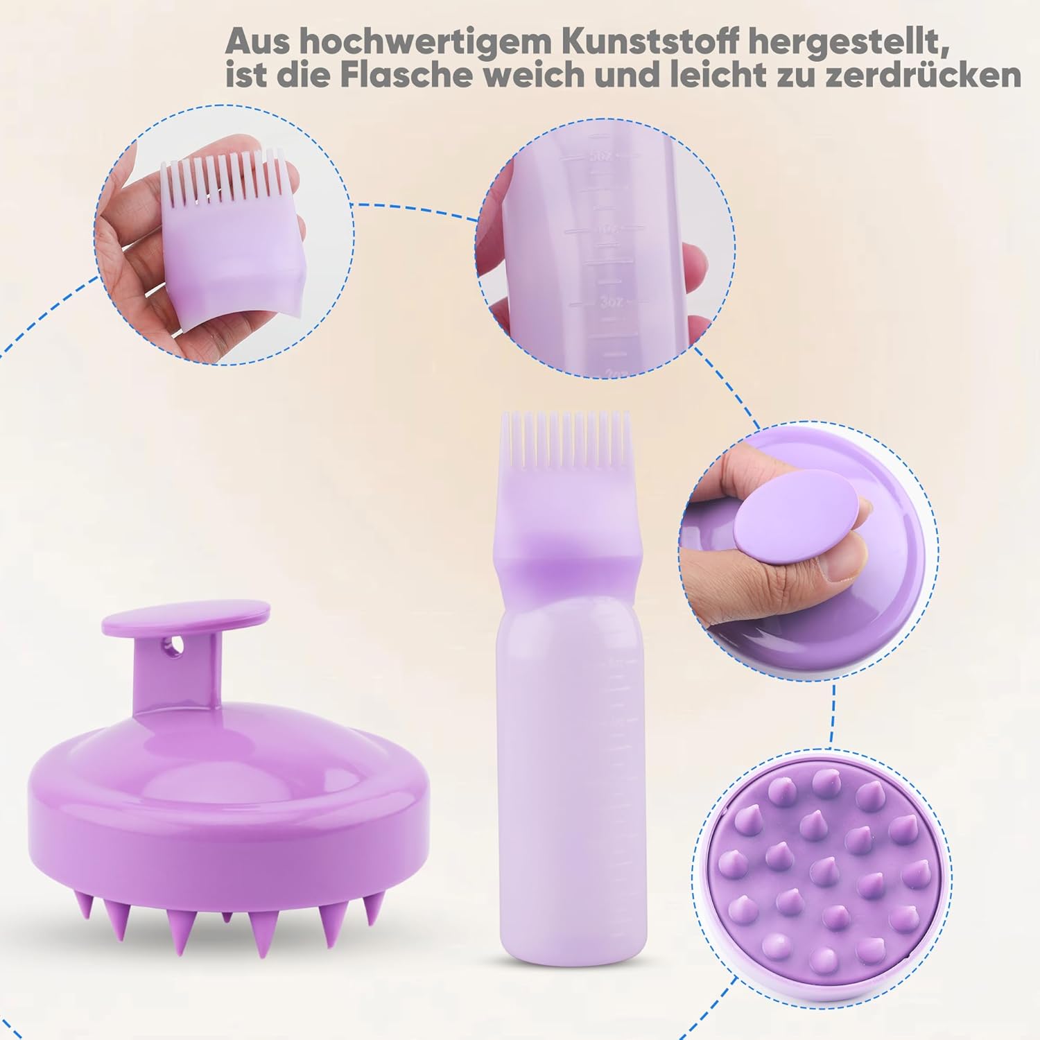 Haaröl Applikator mit Haarfärbebürste Ölflasche