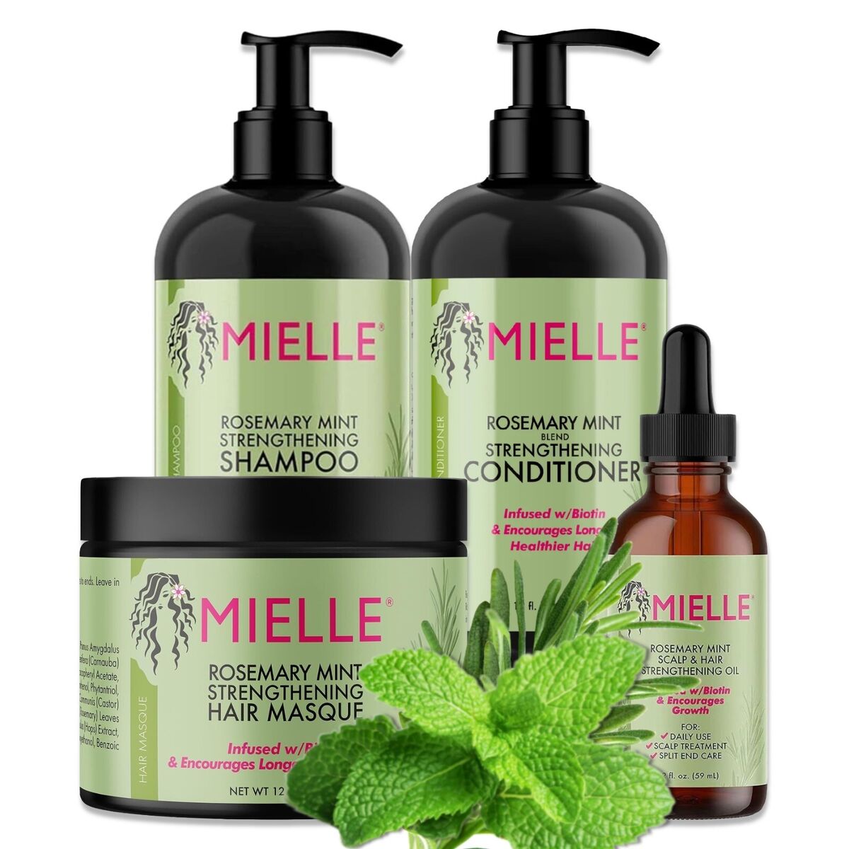 Mielle Rosemary Mint Bundel with Shampoo, Mask, Styling Creme, Leave In Conditioner and Oil